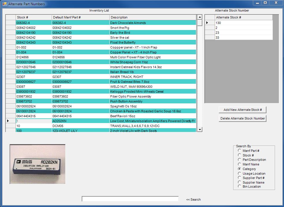 Alternate Inventory Stock Number