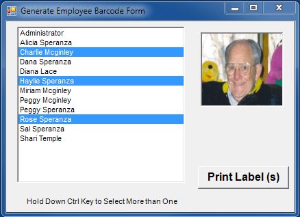 Employee Barcode Sccreen