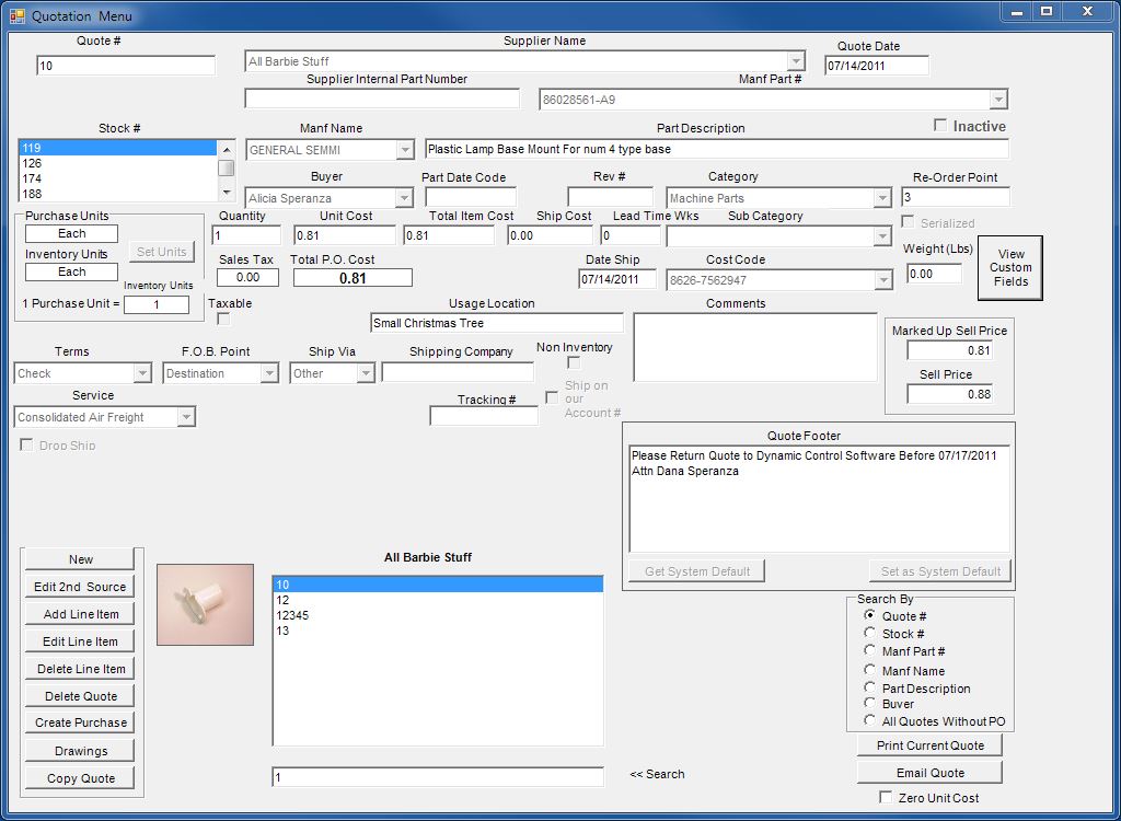 Software Purchase Order Screen