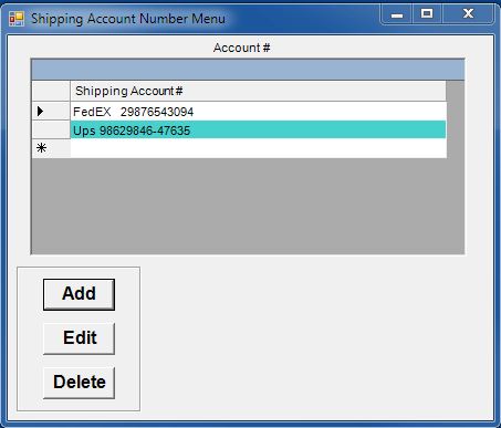 Shipping Account Numbers