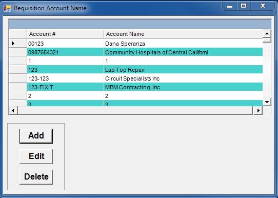 Software Inventory Account Numbers