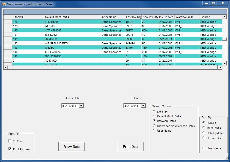 View Inventory Adjustments