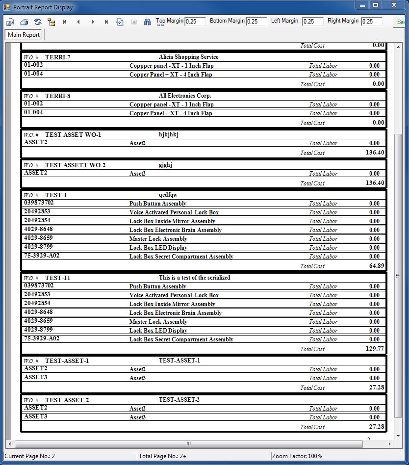 Work Order Report Hard Copy